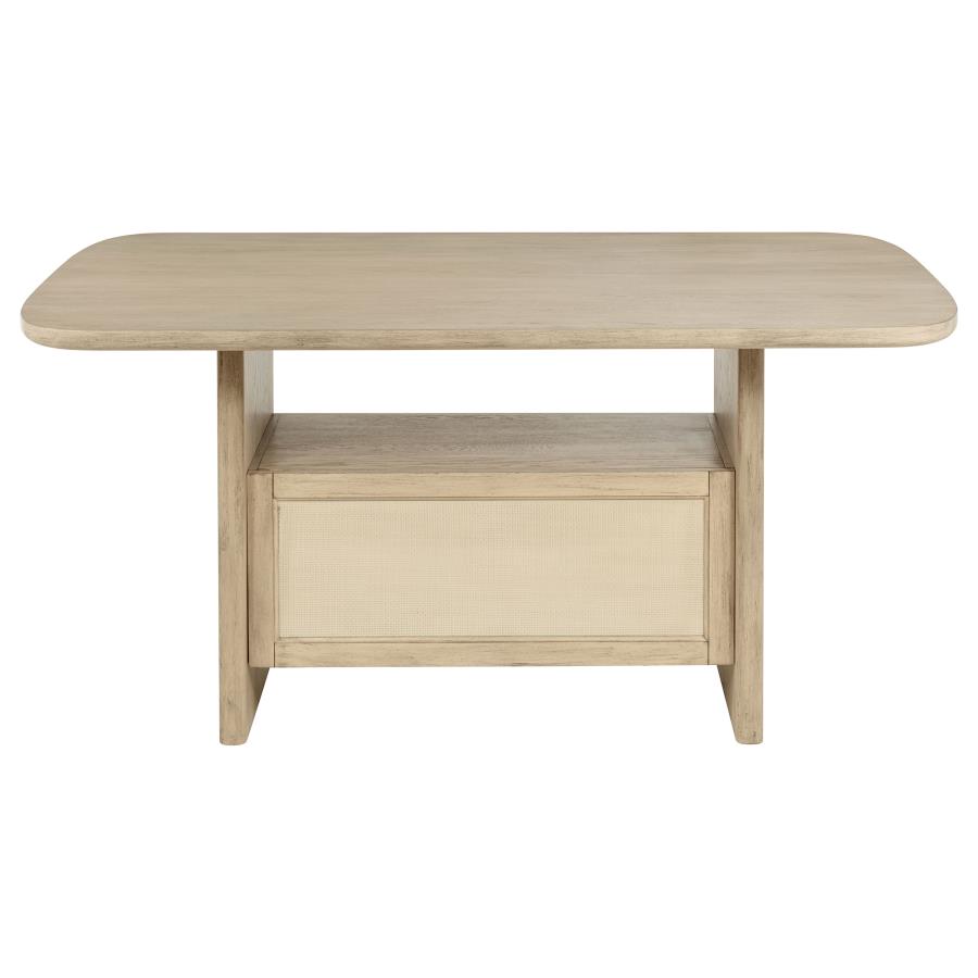 Kailani Cane Counter Height Storage Dining Table Beige Oak view 8