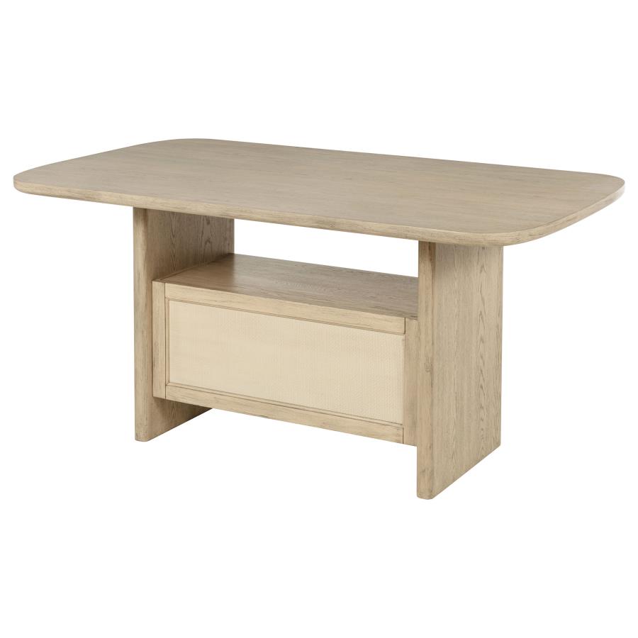 Kailani Cane Counter Height Storage Dining Table Beige Oak view 9