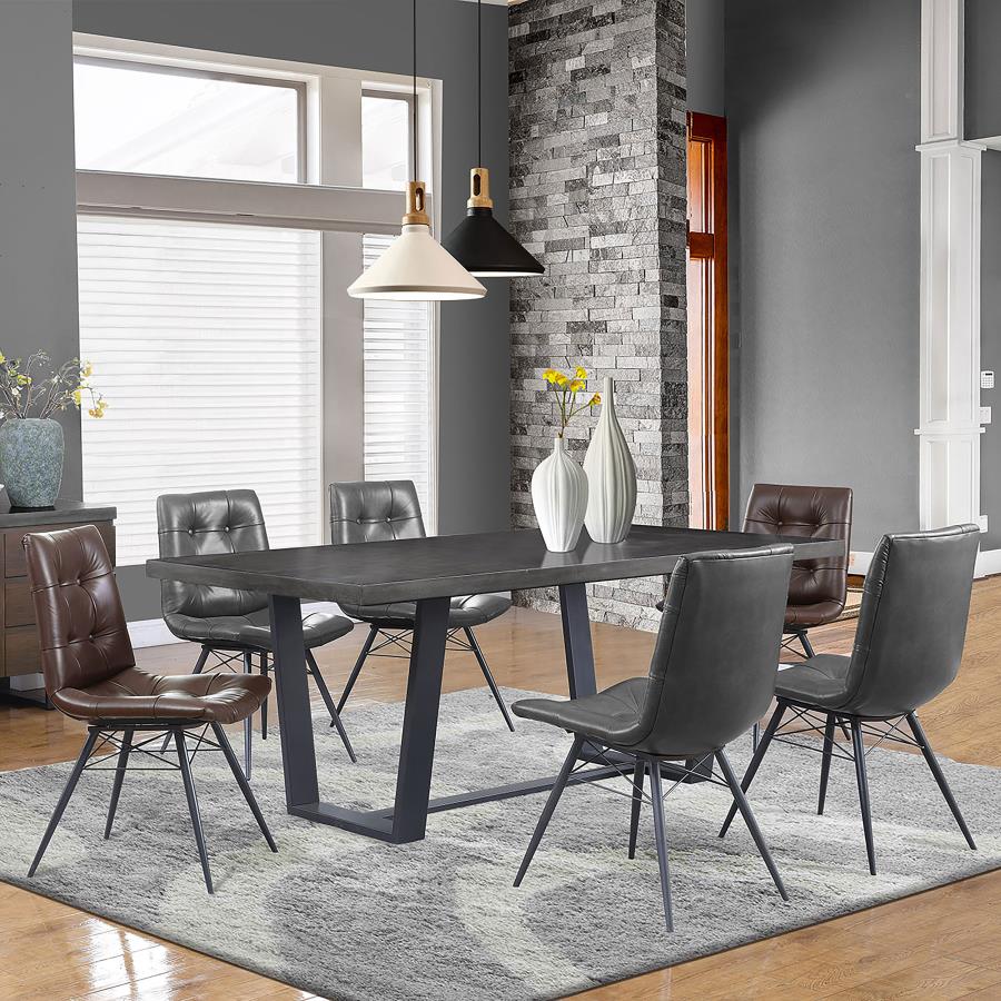 Aiken Faux Leather Upholstered Dining Side Chair Charcoal Grey (Set of 4) view 12