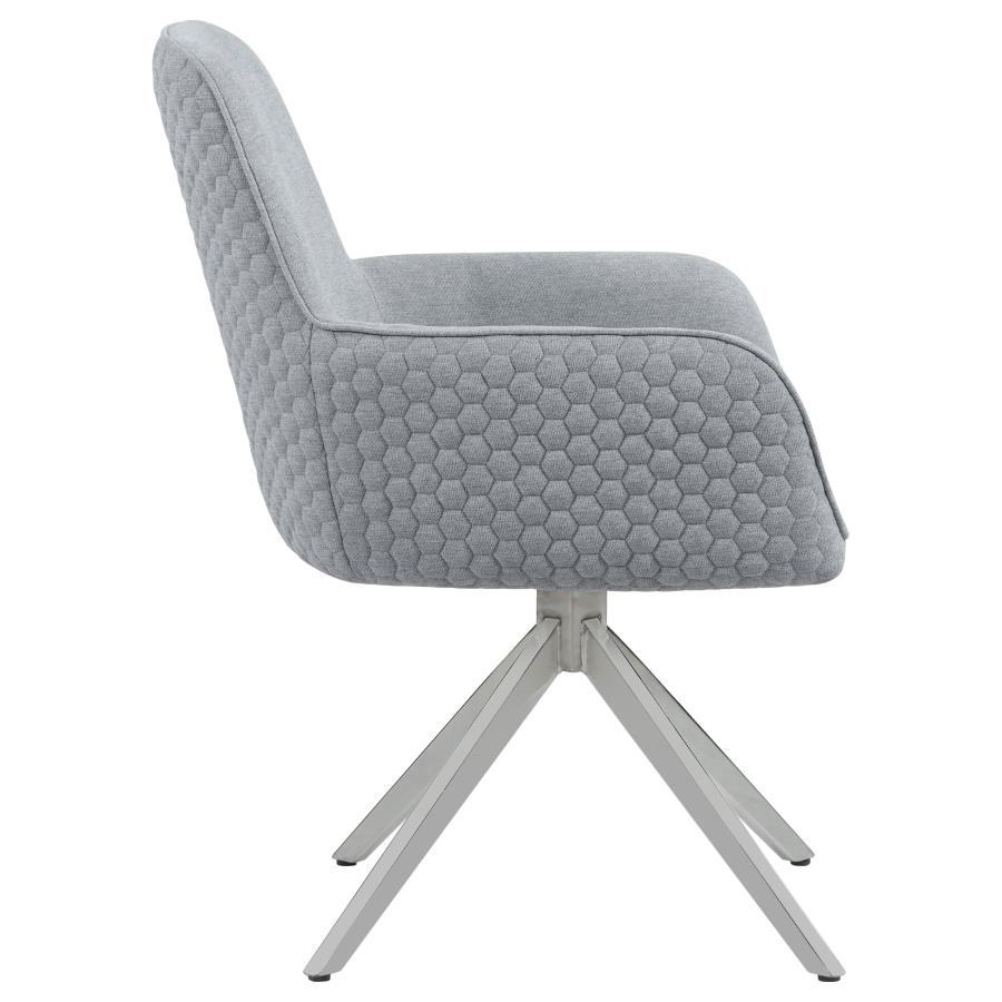 Abby Fabric Upholstered Swivel Dining Arm Chair Light Grey view 9