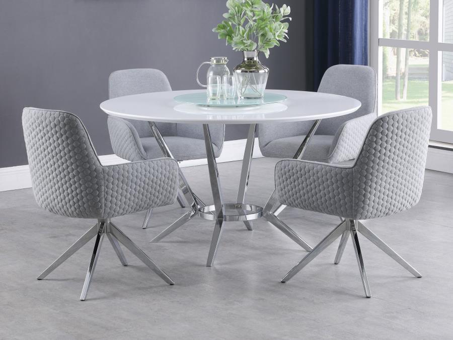 Abby Fabric Upholstered Swivel Dining Arm Chair Light Grey view 12