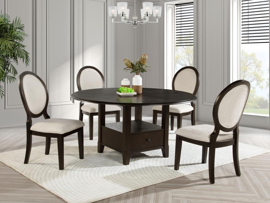 Twyla 60-inch Round Dining Table with Drawer Dark Cocoa view 9