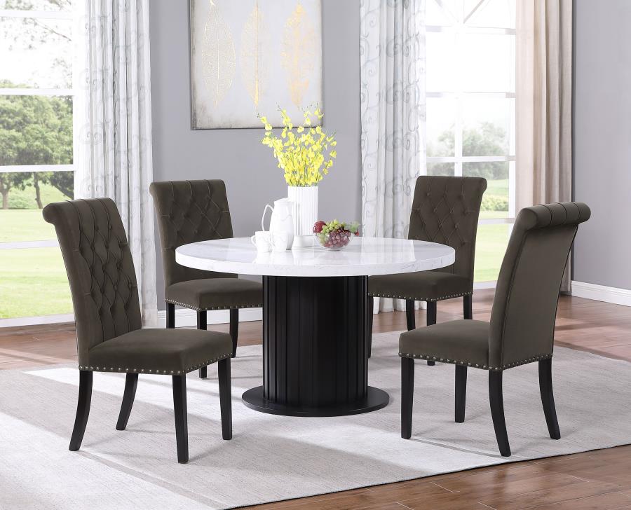 Alana Velvet Upholstered Dining Side Chair Brown (Set of 2) view 14
