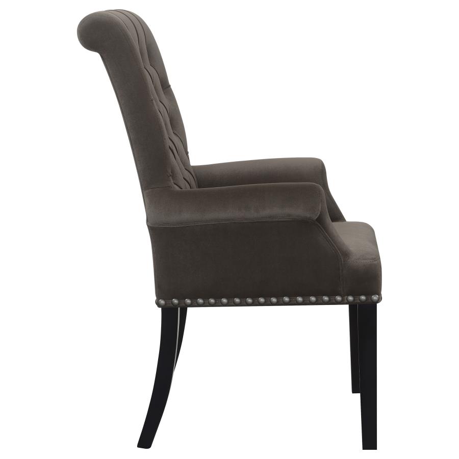 Alana Velvet Upholstered Dining Arm Chair Brown view 8