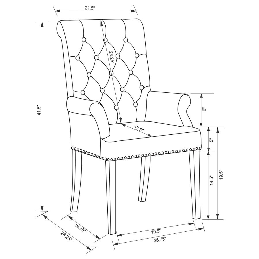 Alana Velvet Upholstered Dining Arm Chair Sand view 12