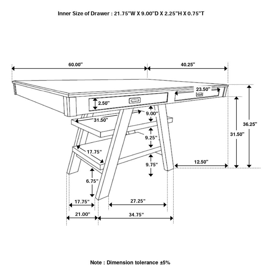 Dewey Rectangular 60-inch Counter Height Dining Table Walnut view 9