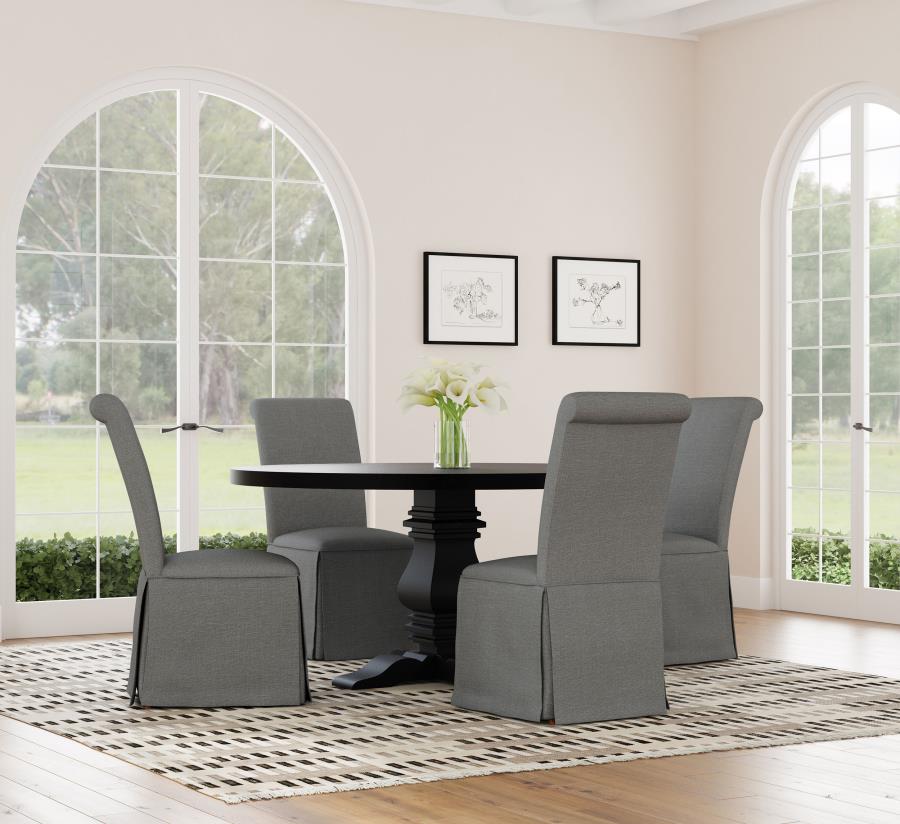Florence Round 60-inch Pedestal Base Dining Table Black view 8