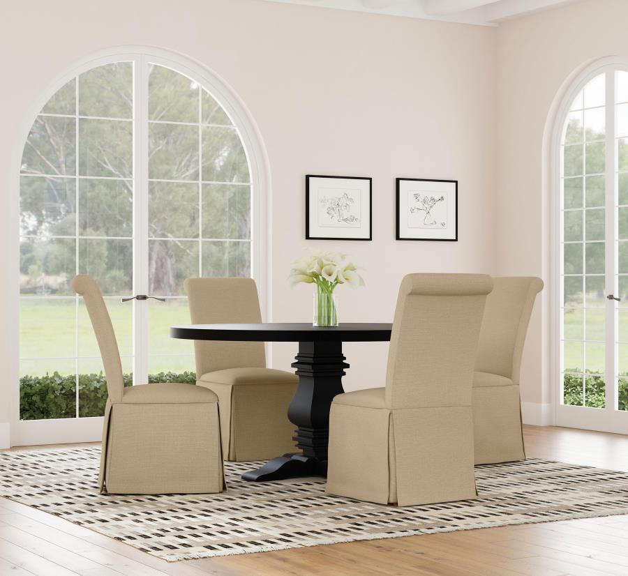 Florence Round 60-inch Pedestal Base Dining Table Black view 9