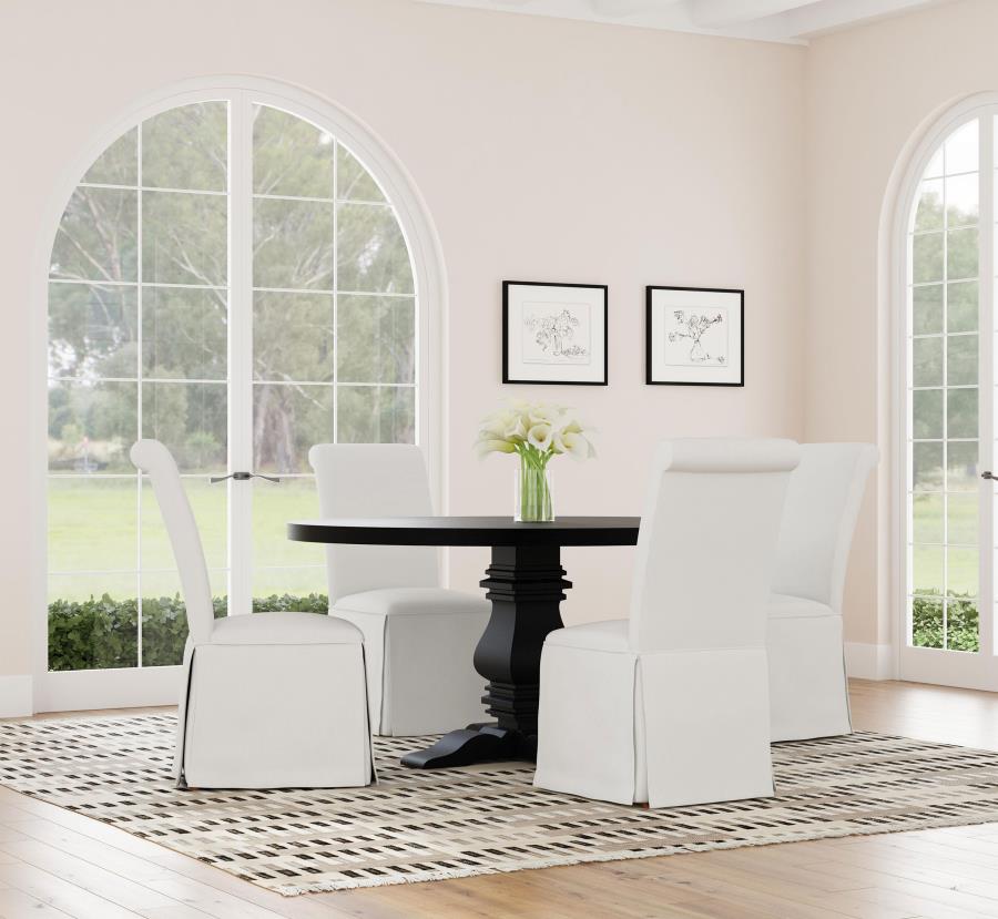Florence Round 60-inch Pedestal Base Dining Table Black view 10