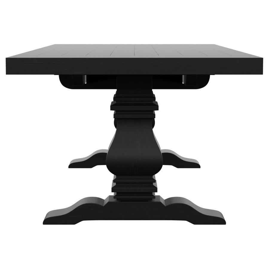 Florence 126-inch Extension Dining Table Distressed Black view 9