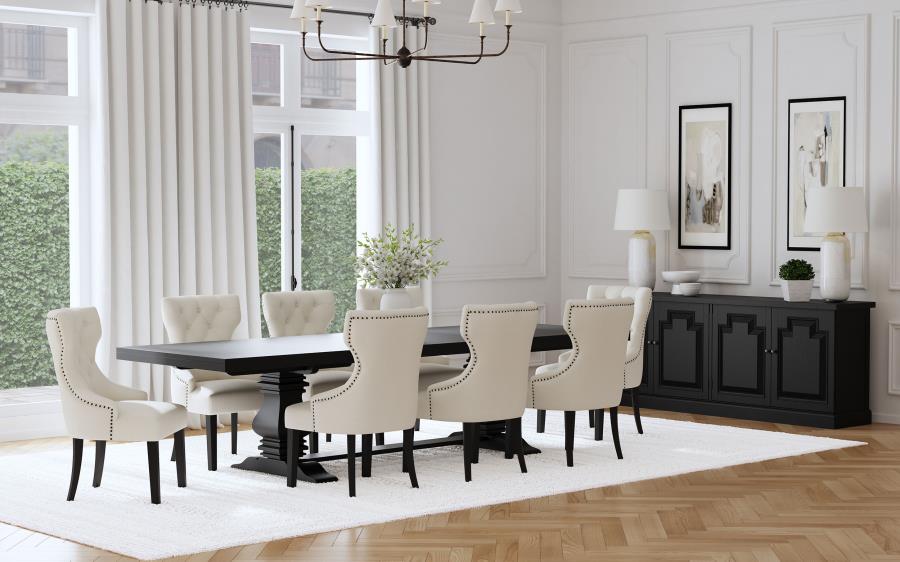 Florence 126-inch Extension Dining Table Distressed Black view 14