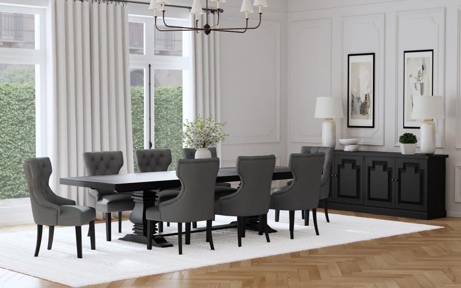 Florence 126-inch Extension Dining Table Distressed Black view 15
