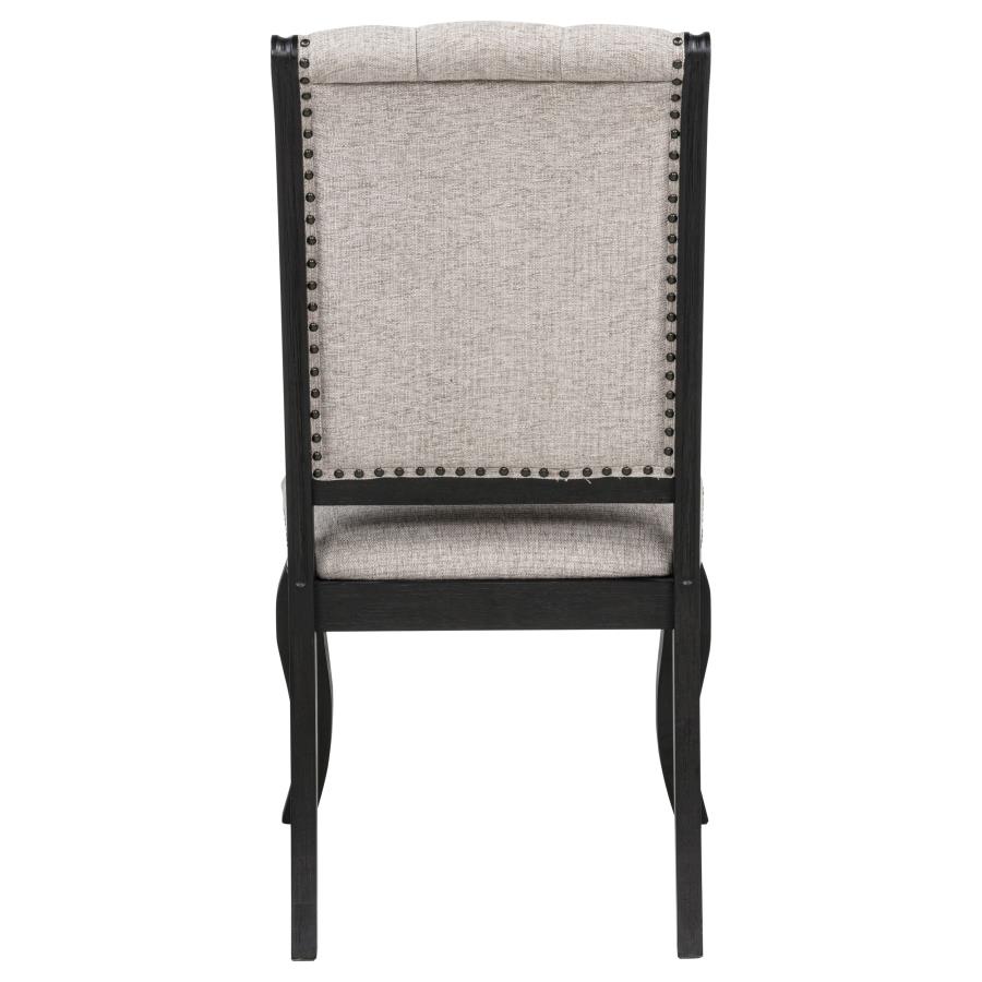 Phelps Upholstered Dining Side Chair Tan Distressed Noir (Set of 2) view 8