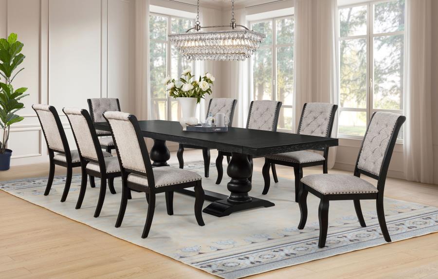Phelps Upholstered Dining Side Chair Tan Distressed Noir (Set of 2) view 15