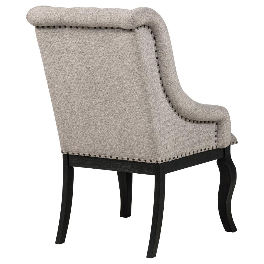 Phelps Upholstered Dining Arm Chair Tan Distressed Noir (Set of 2) view 9