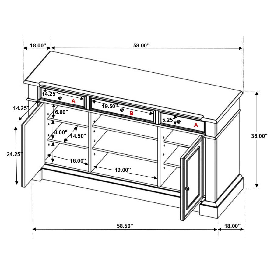 Phelps 2-door Sideboard Buffet Cabinet Distressed Noir view 10