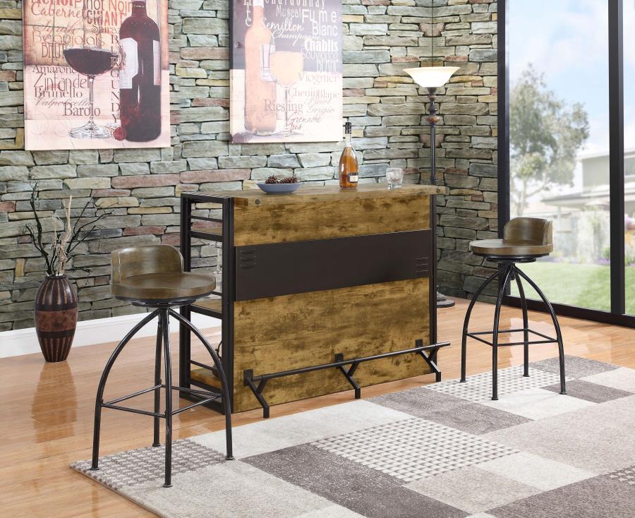 Renaldi 3-shelf Home Bar Wine Cabinet Rustic Nutmeg view 11