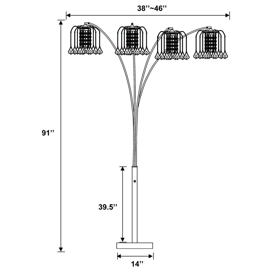 Maisel 91-inch Hanging Crystal Arc Tree Floor Lamp Black view 8
