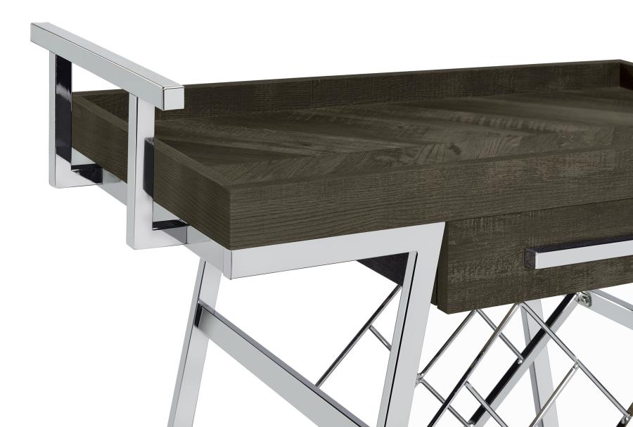 Kinney 1-drawer Engineered Wood Bar Cart Rustic Grey view 9