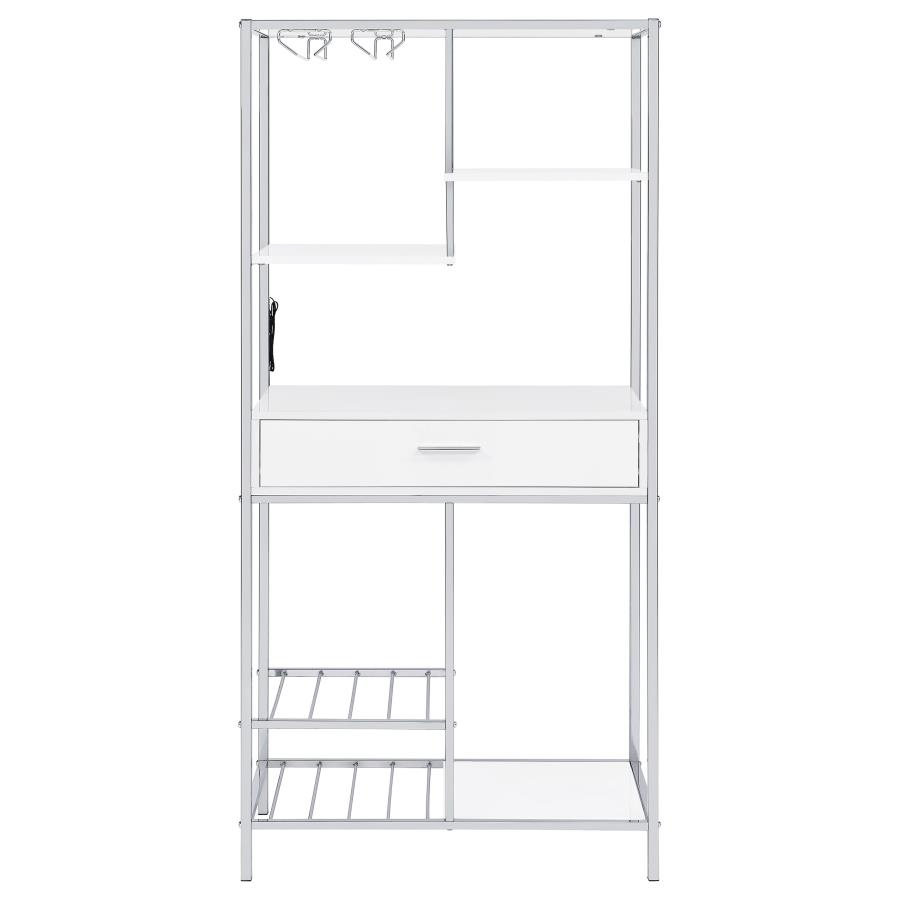 Figueroa 5-shelf LED Wine Storage Bar Cabinet White High Gloss view 8