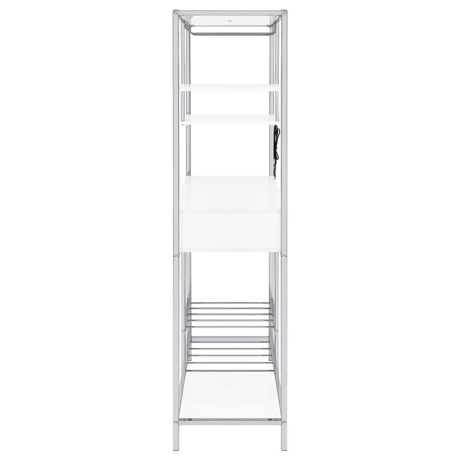 Figueroa 5-shelf LED Wine Storage Bar Cabinet White High Gloss view 9