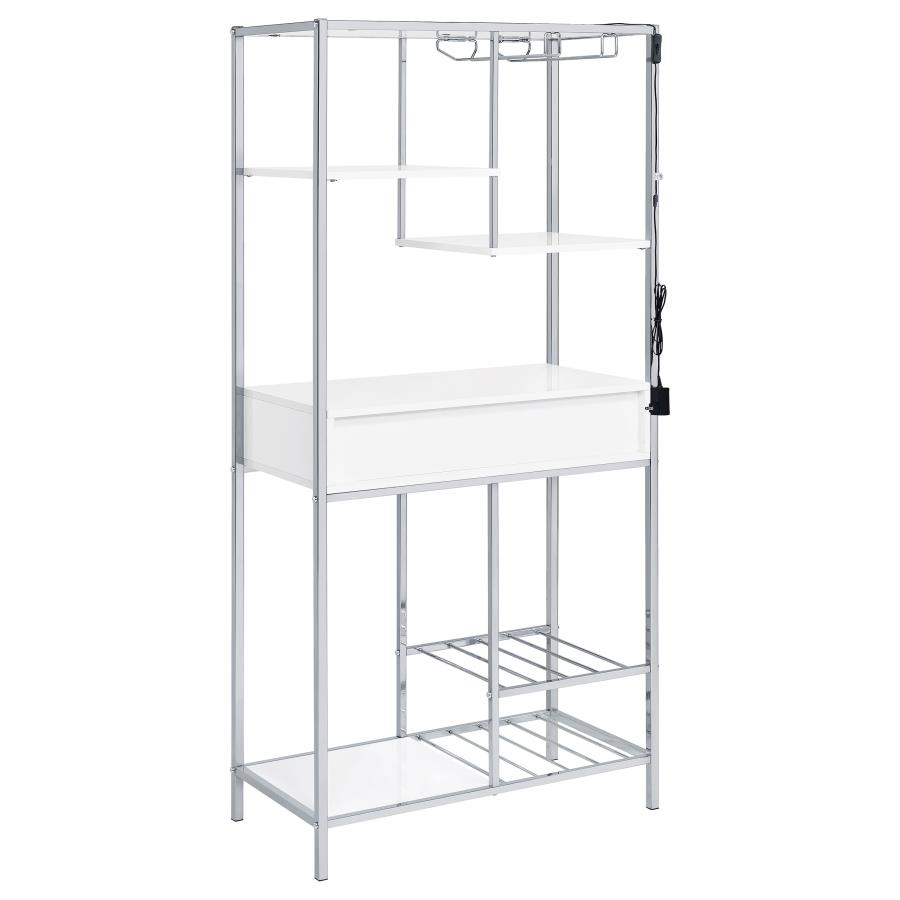 Figueroa 5-shelf LED Wine Storage Bar Cabinet White High Gloss view 10