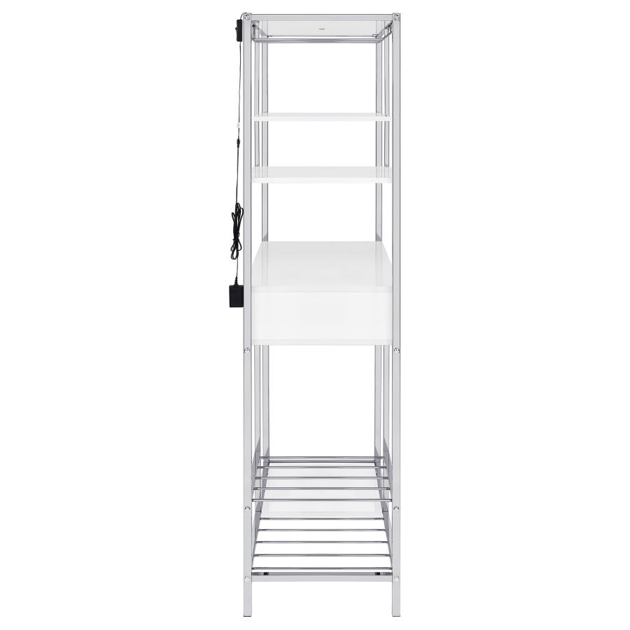 Figueroa 5-shelf LED Wine Storage Bar Cabinet White High Gloss view 12