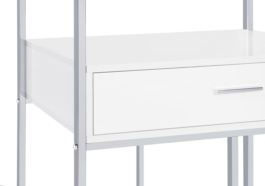 Figueroa 5-shelf LED Wine Storage Bar Cabinet White High Gloss view 14