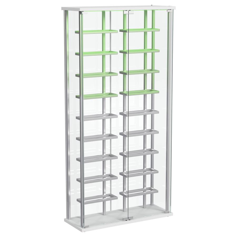 Montara Tempered Glass Wine Storage LED Curio Cabinet Chrome view 8