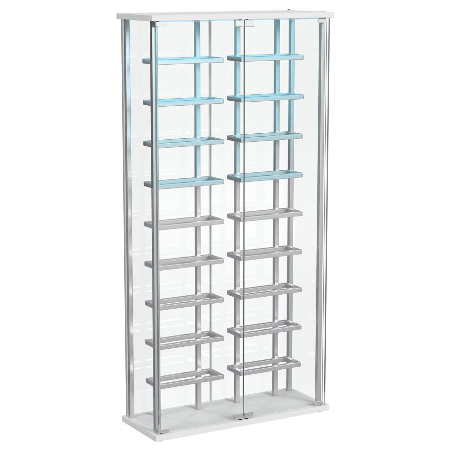 Montara Tempered Glass Wine Storage LED Curio Cabinet Chrome view 9