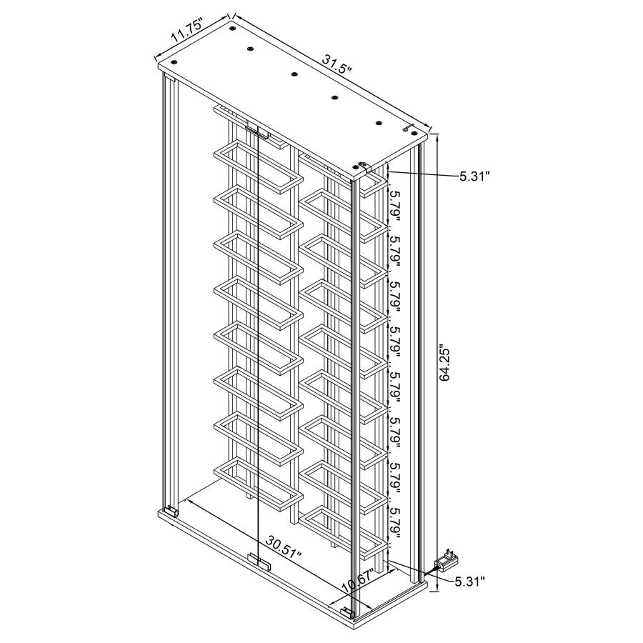 Montara Tempered Glass Wine Storage LED Curio Cabinet Chrome view 19