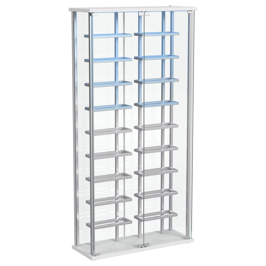 Montara Tempered Glass Wine Storage LED Curio Cabinet Chrome view 10