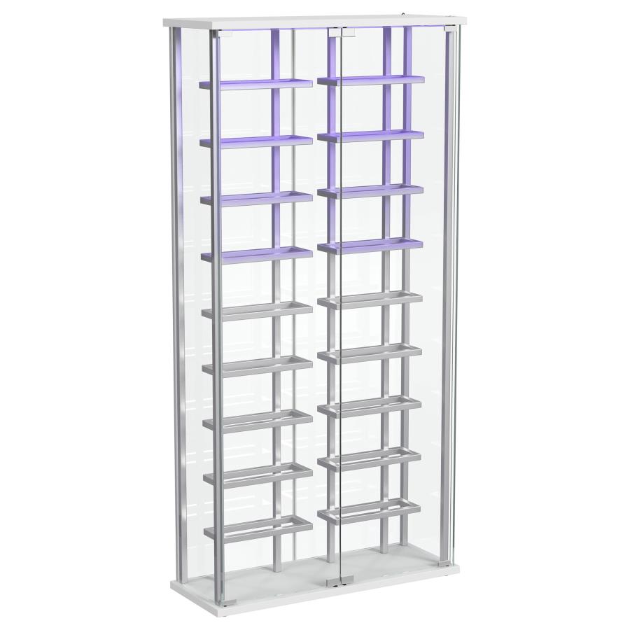 Montara Tempered Glass Wine Storage LED Curio Cabinet Chrome view 11