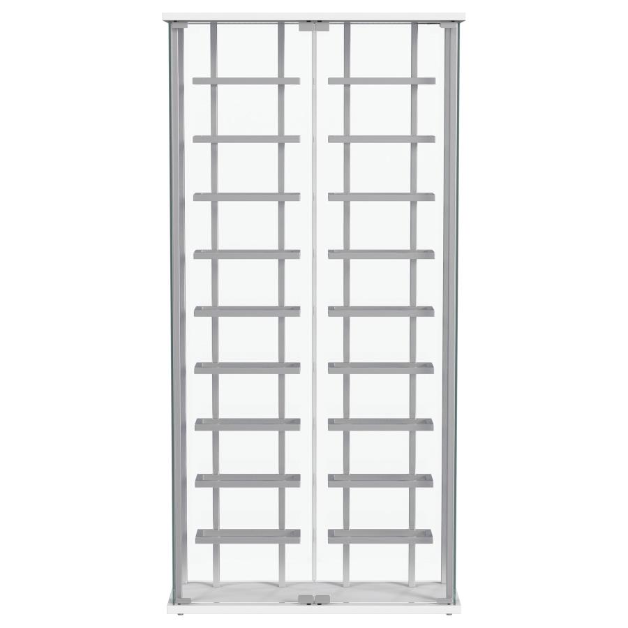 Montara Tempered Glass Wine Storage LED Curio Cabinet Chrome view 12