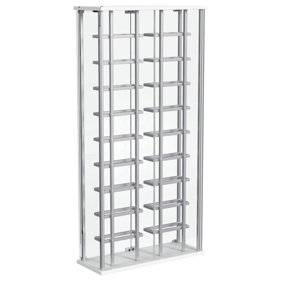 Montara Tempered Glass Wine Storage LED Curio Cabinet Chrome view 13