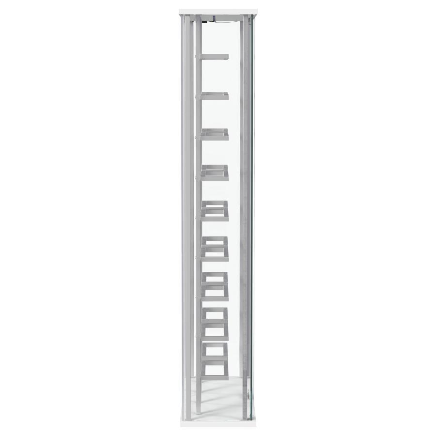 Montara Tempered Glass Wine Storage LED Curio Cabinet Chrome view 15