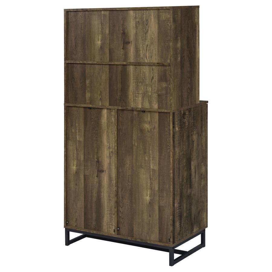 Mendoza 2-door Home Bar Cabinet Wine Storage Rustic Oak view 8