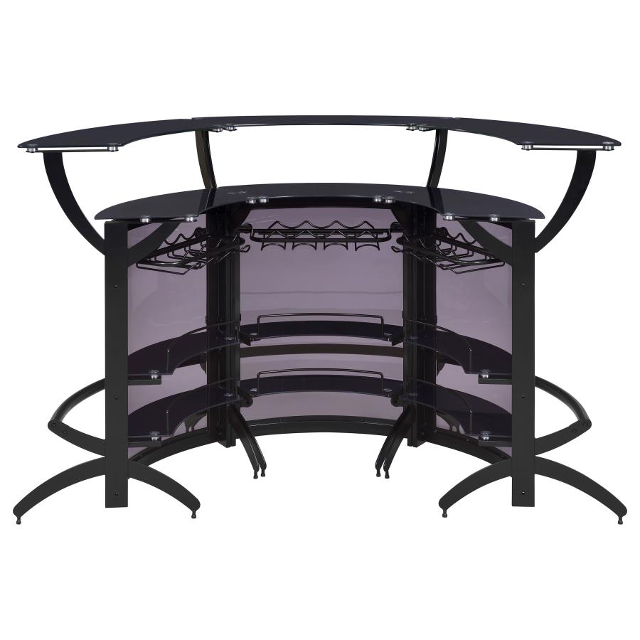 Dallas 3-piece Curved Freestanding Home Bar Cabinet Black view 8