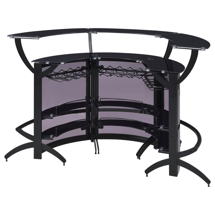 Dallas 3-piece Curved Freestanding Home Bar Cabinet Black view 9