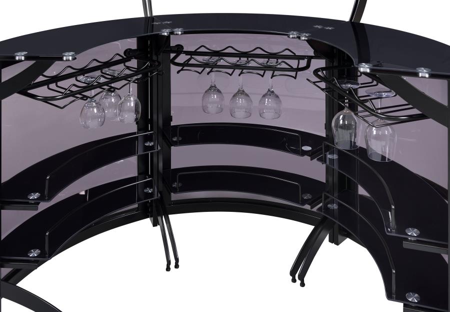 Dallas 3-piece Curved Freestanding Home Bar Cabinet Black view 11