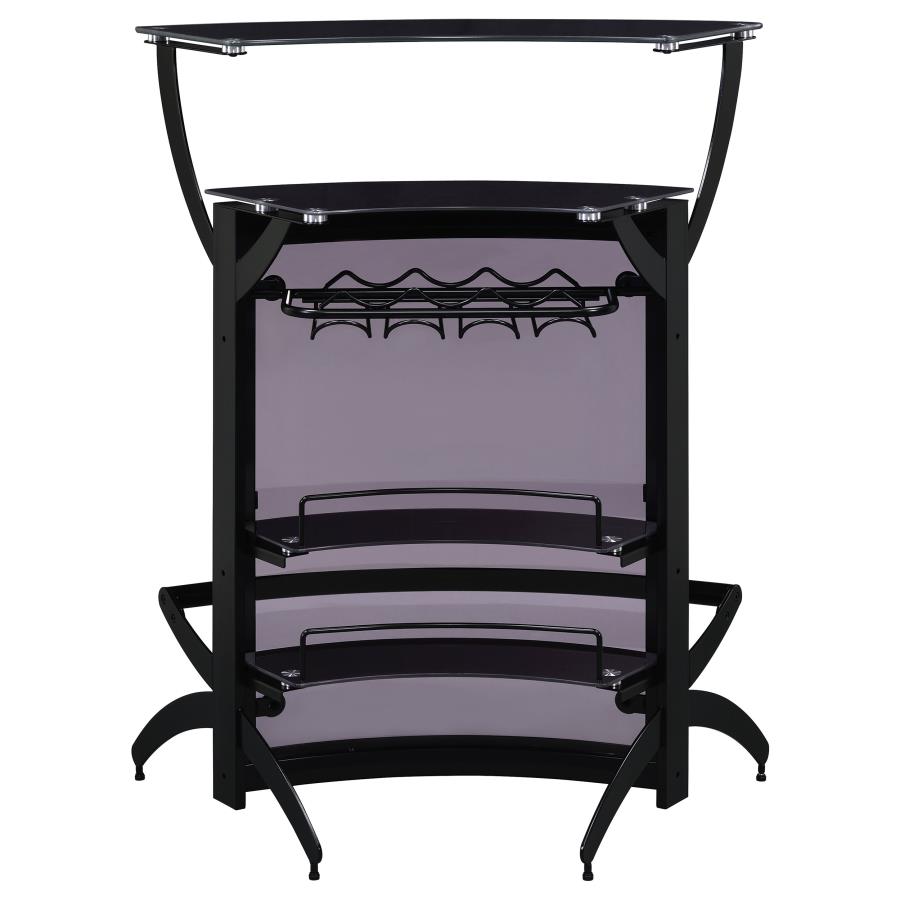 Dallas 2-shelf Curved Freestanding Home Bar Cabinet Black view 8
