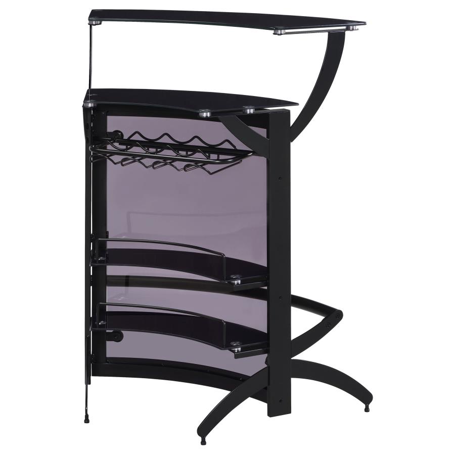 Dallas 2-shelf Curved Freestanding Home Bar Cabinet Black view 9