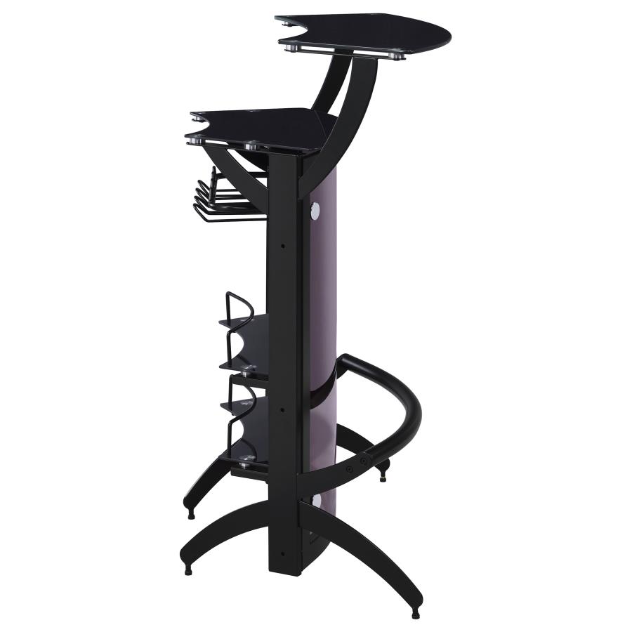 Dallas 2-shelf Curved Freestanding Home Bar Cabinet Black view 10