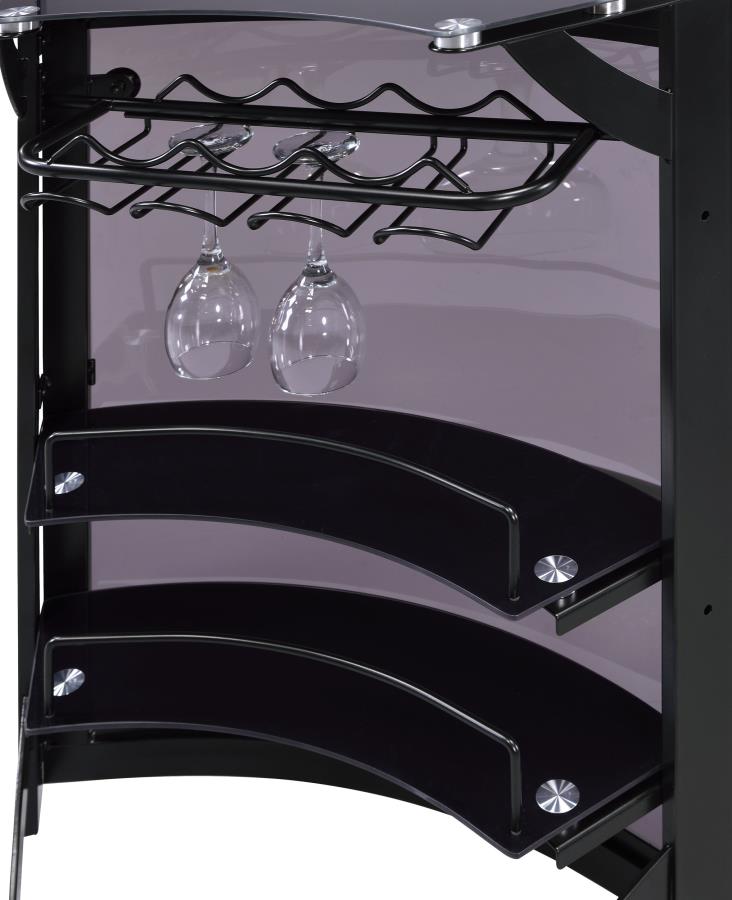 Dallas 2-shelf Curved Freestanding Home Bar Cabinet Black view 11