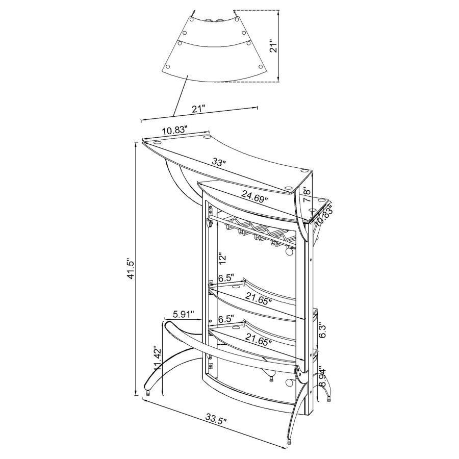 Dallas 2-shelf Curved Freestanding Home Bar Cabinet Black view 12