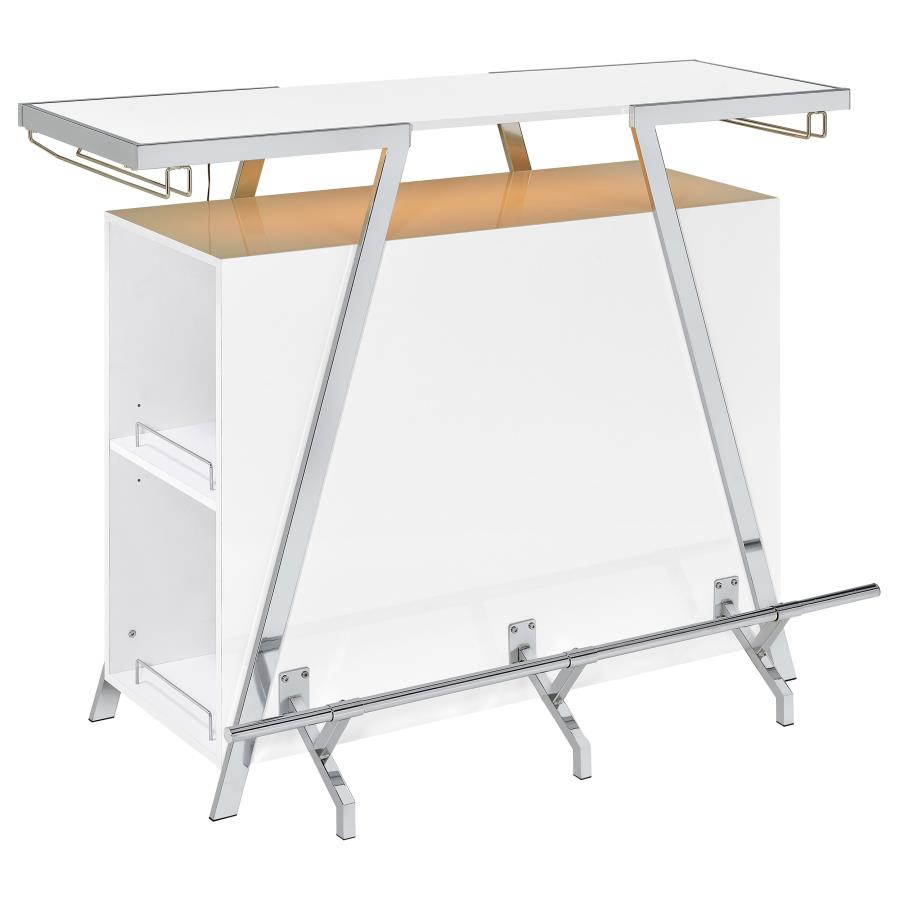 Araceli Freestanding LED Home Bar Cabinet White High Gloss view 9