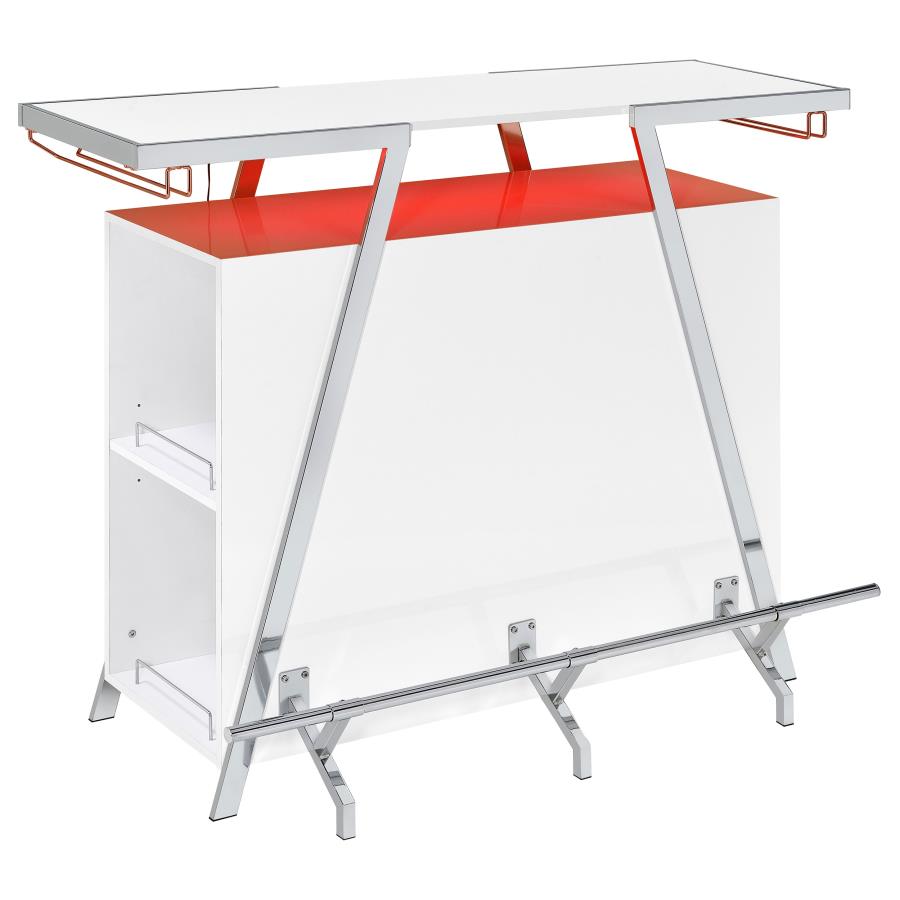 Araceli Freestanding LED Home Bar Cabinet White High Gloss view 10