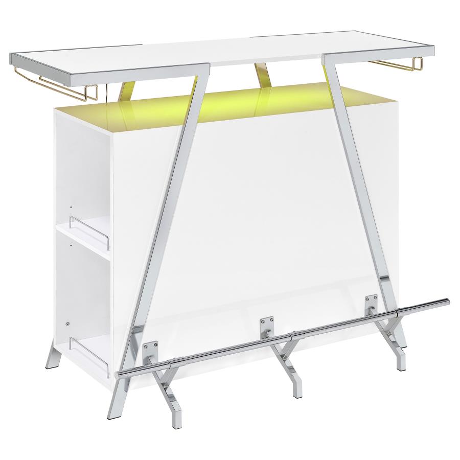 Araceli Freestanding LED Home Bar Cabinet White High Gloss view 11