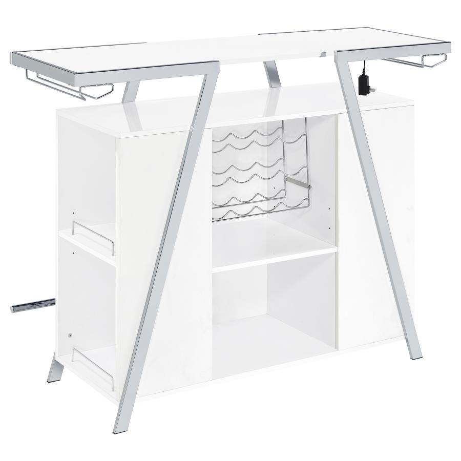 Araceli Freestanding LED Home Bar Cabinet White High Gloss view 17