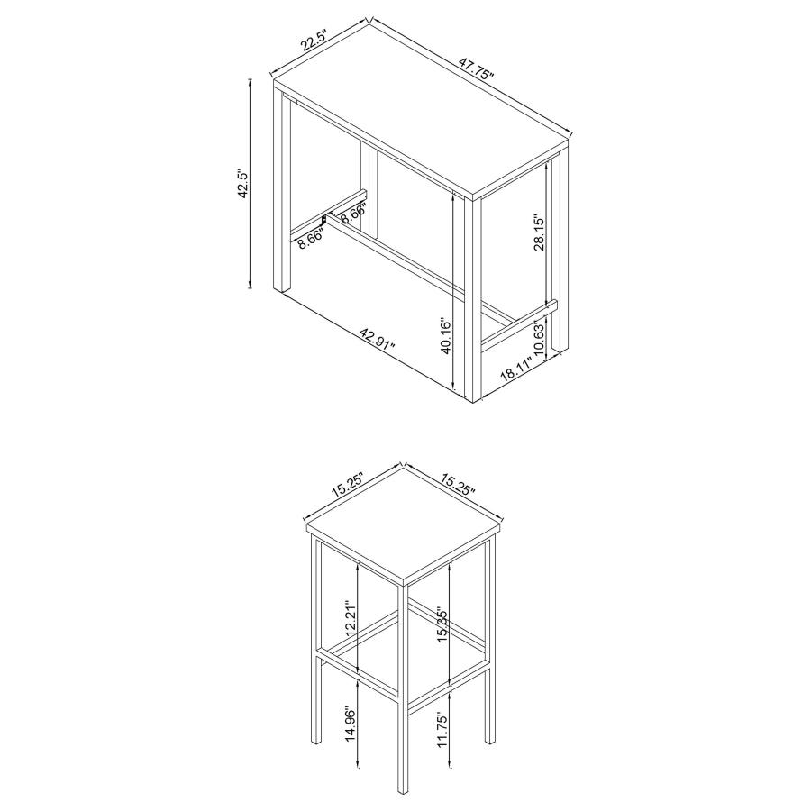 Natividad 5-piece Pub Height Bar Table Set White High Gloss view 11
